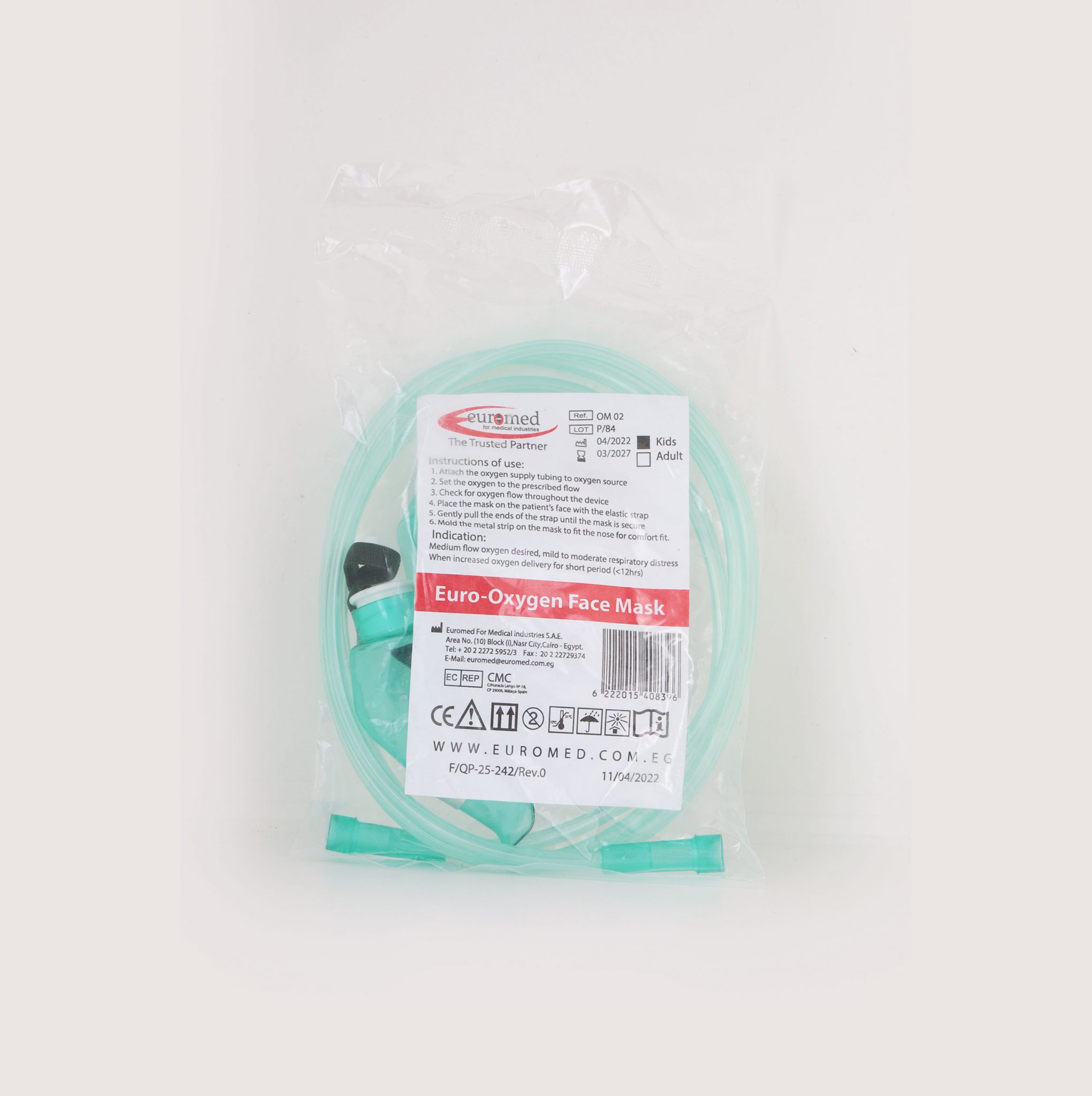 Simple O2 Face Mask Labelled Euro Simple Oxygen Face Mask – Euromed